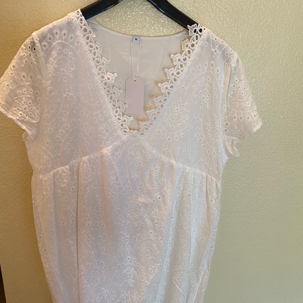 NWT, White eyelet dress, XL